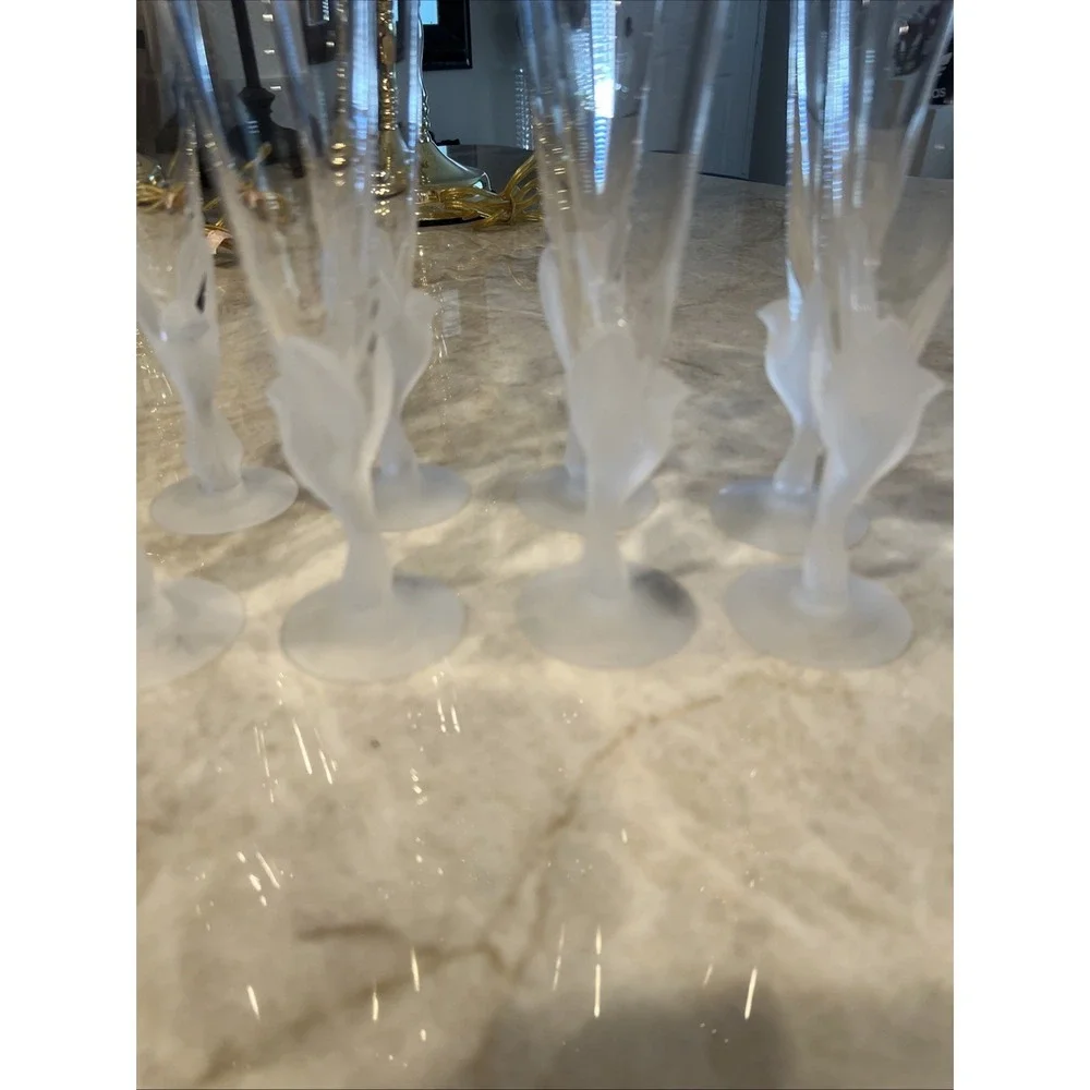 Wings Clear by Sasaki Dove‎ Stem Champagne Toasting Flutes 9 1/4